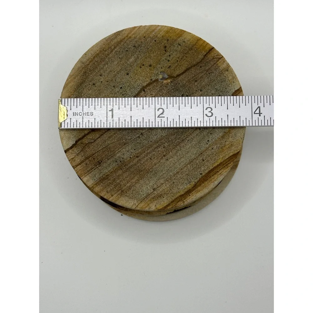 Thirstystone Natural Sandstone Coasters Set of 4 with Black Iron Holder Brown‎